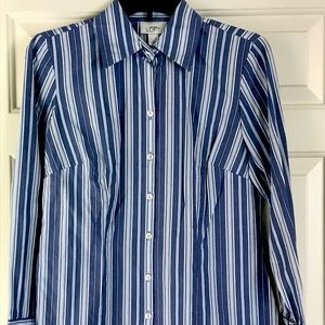 EUC Ann Taylor Loft Striped Blue & White Button Down